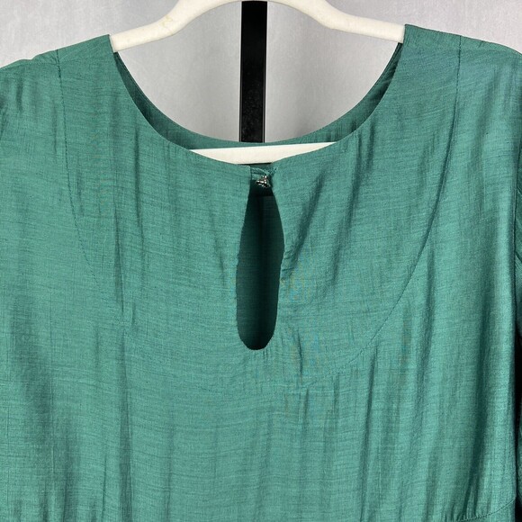 Nathalie Chaize Tunic Top Woman 8 Kelly Green Pullover Hi-Low Lagenlook Blouse - Picture 4 of 11